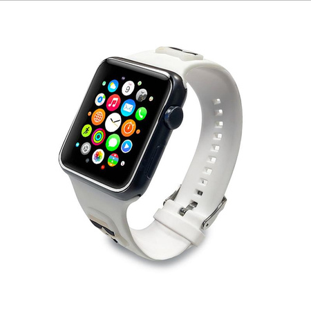 Karl Lagerfeld Silicone Karl & Choupette Heads Řemínek pro Apple Watch 42/44/45 mm (Bílá)