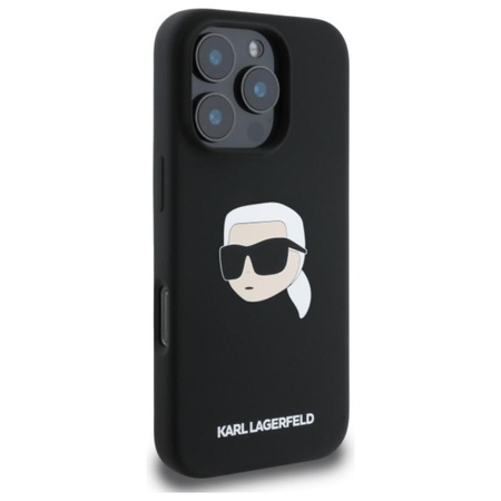 Karl Lagerfeld Silicone Karl Head Print MagSafe – Pouzdro iPhone 16 Pro (černé)