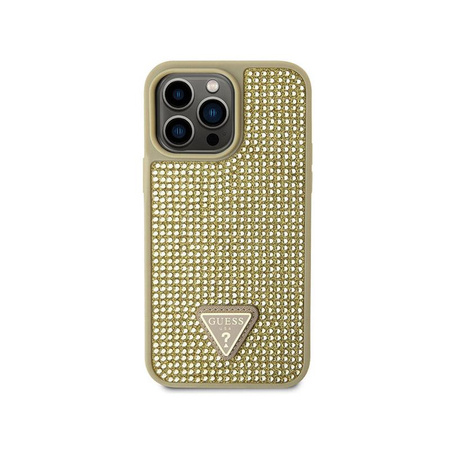 Guess Rhinestone Triangle - Hülle für iPhone 14 Pro Max (Gold)