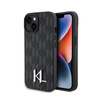 Karl Lagerfeld Leather Monogram Hot Stamp Metal Logo - Case for iPhone 15 (black)