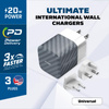 Energizer Ultimate - Multiplug EU / UK / US GaN 20W PD mains charger (Silver)