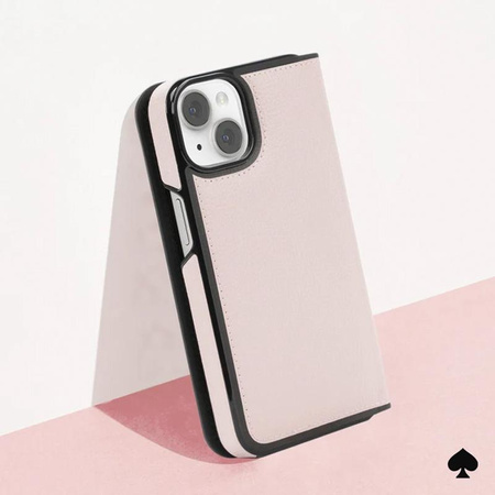 Kate Spade New York Wrap Folio Case - Flip-Tasche aus Leder für iPhone 15 (Pale Vellum)