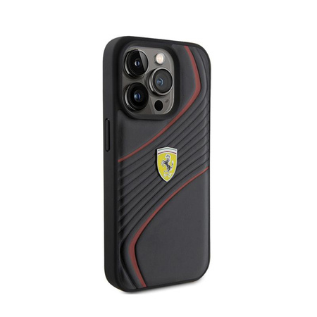 Ferrari Twist Metal Logo - Case for iPhone 15 Pro (Black)