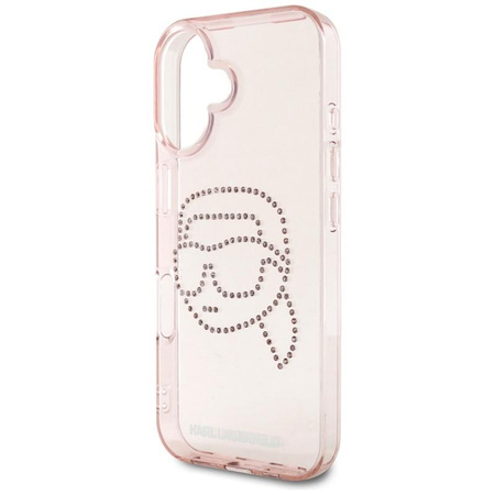 Karl Lagerfeld IML Rhinestones Karl Head - Hülle für iPhone 16 (rosa)