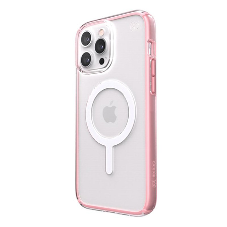 Speck Presidio Perfect-Clear with Impact Geometry + MagSafe - iPhone 13 Pro Max Case with MICROBAN Coating (Clear/Rosy Pink)