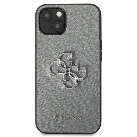 Guess Saffiano 4G Big Silver Logo - pouzdro pro iPhone 13 mini (šedé)