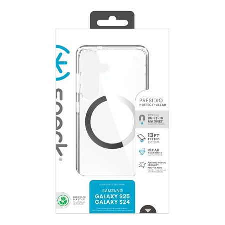 Speck Presidio Perfect-Clear Magnet - Samsung Galaxy S25 / S24 MagSafe Case (Clear / Chrome Finish / Serene Silver)