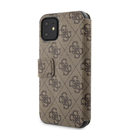 Guess Booktype 4G Charms Collection - iPhone 11 tok kártyahelyekkel (barna)