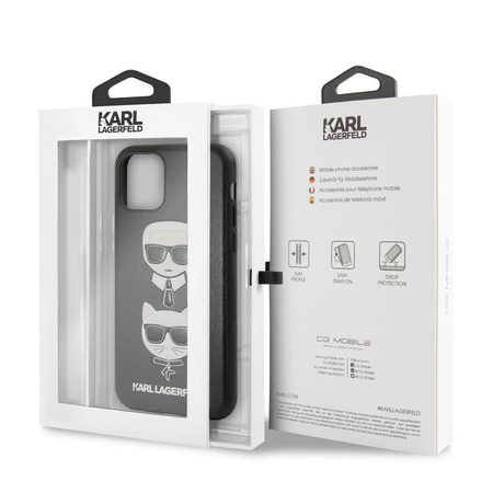 Karl Lagerfeld Embossed Case Karl & Choupette - iPhone 11 Hülle (Schwarz)