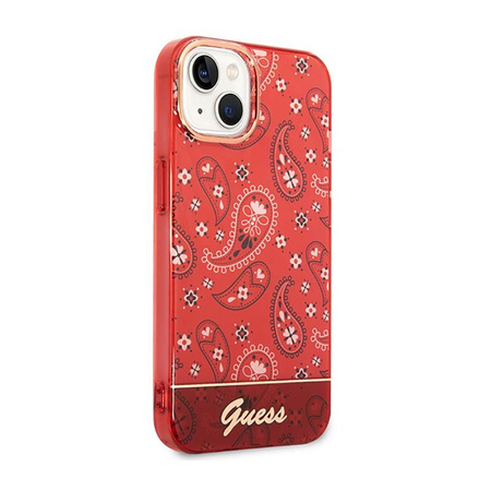 Guess Bandana Paisley - Coque pour iPhone 14 Plus (rouge)