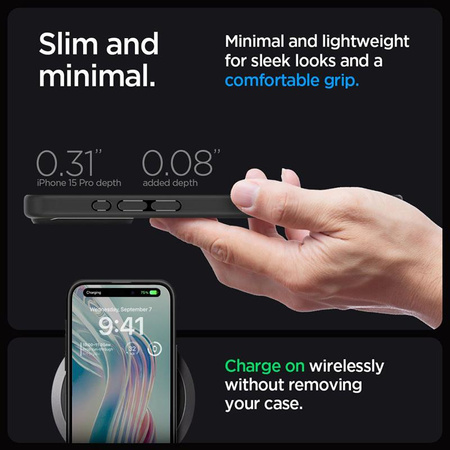 Spigen Ultra Hybrid - tok iPhone 15 Pro készülékhez (Frost Black)