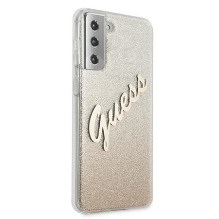 Guess Glitter Gradient Script - Etui Samsung Galaxy S21 (złoty)