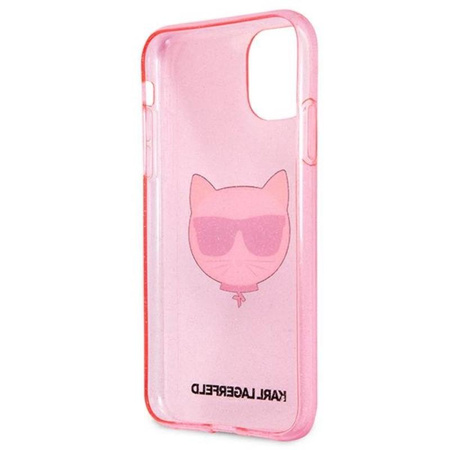 Karl Lagerfeld Choupette Head Glitter - iPhone 11 tok (rózsaszín)