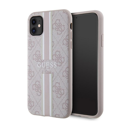 Guess 4G Étui MagSafe à rayures imprimées pour iPhone 11 (rose)