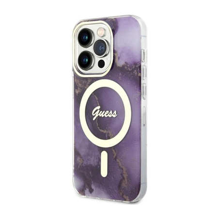 Guess Golden Marble MagSafe - iPhone 14 Pro tok (lila)