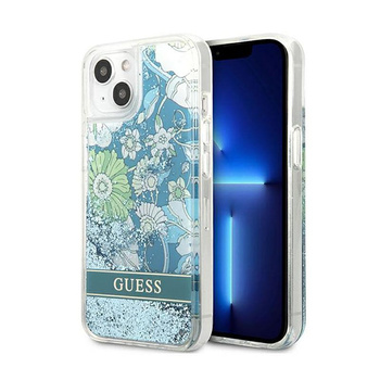 Guess Liquid Glitter Flower – Cover for iPhone 13 (Blue/Green)