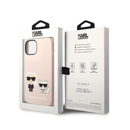 Karl Lagerfeld Liquid Silicone Karl & Choupette MagSafe - iPhone 14 tok (rózsaszín)