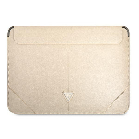 Pouzdro Guess Saffiano Triangle Logo Sleeve - 16" pouzdro na notebook (béžové)