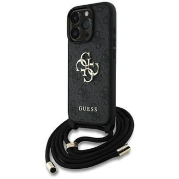 Guess 4G Big Logo Cord Strap Crossbody - étui pour iPhone 16 Pro (noir)
