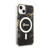Guess Golden Marble MagSafe - Coque pour iPhone 14 Plus (Noir)