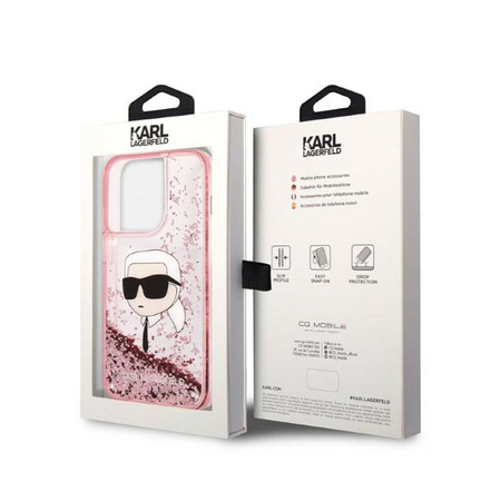 Karl Lagerfeld Liquid Glitter NFT Karl's Head - iPhone 14 Pro Max Tasche (rosa)
