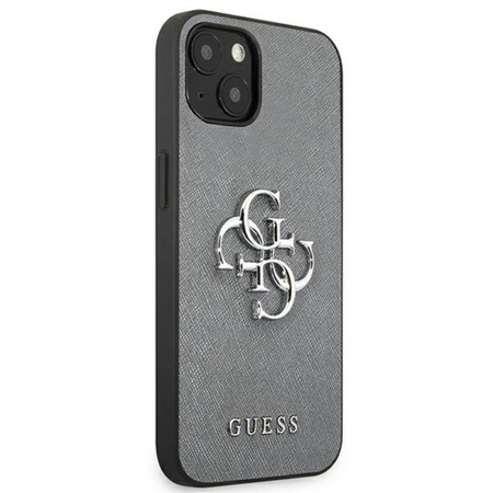 Guess Saffiano 4G Big Silver Logo - pouzdro pro iPhone 13 mini (šedé)