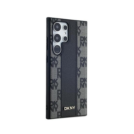 DKNY Leather Checkered Mono Pattern MagSafe - Étui Samsung Galaxy S24 Ultra (noir)