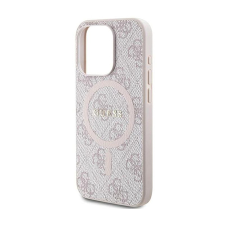 Guess 4G Collection Cuir Logo Métal MagSafe - Étui iPhone 13 Pro Max (rose)