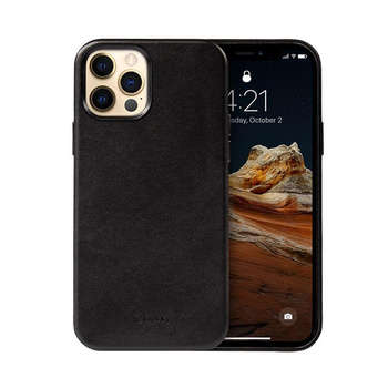 Crong Essential Cover - Bőr tok iPhone 12 Pro Max készülékhez (fekete)