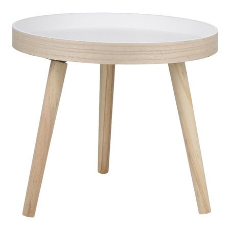 Arti Casa - Runder Couchtisch für Wohnzimmer 40x36 cm (Weiß / Holz)