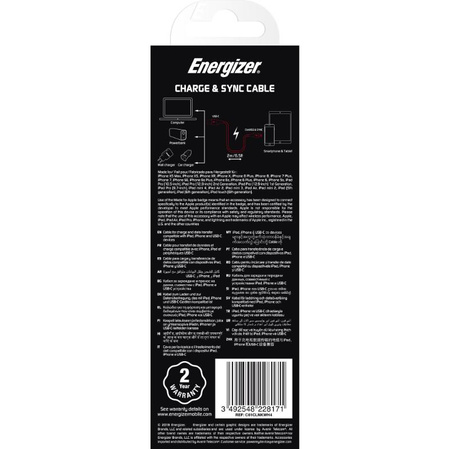 Energizer Classic - USB-C to Lightning connection cable MFi certified 2m (White)