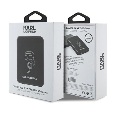 Karl Lagerfeld NFT Outline Ikonik MagSafe - Induction Power Bank 5000 mAh 15W MagSafe (black)