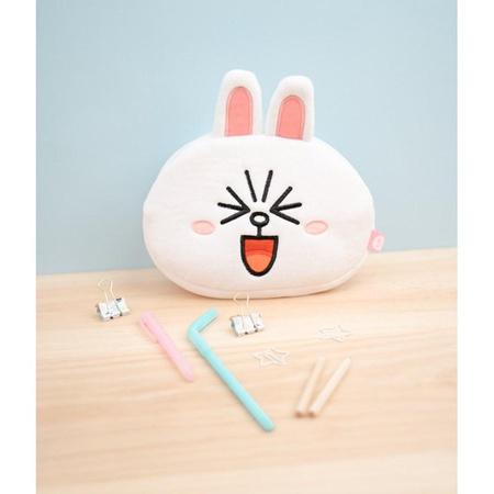 Line Friends - Trousse à crayons en peluche / trousse de maquillage lapin Cony