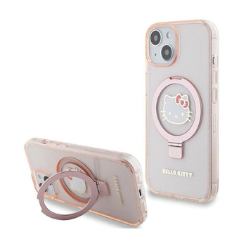 Hello Kitty Ring Stand Glitter Electrop Logo MagSafe - iPhone 15 / 14 / 13 Hülle (rosa)