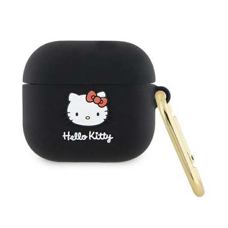 Hello Kitty Silikonová 3D hlava kočičky - pouzdro pro AirPods 3 (černé)
