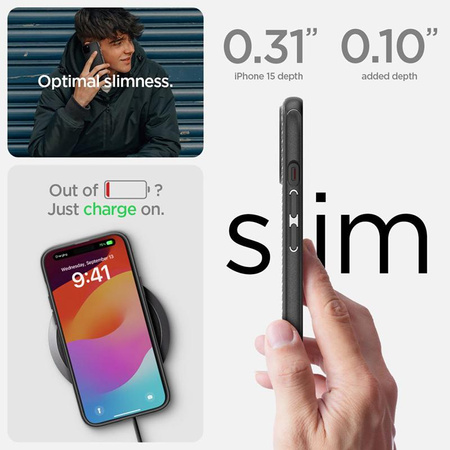Spigen Mag Armor MagSafe - Etui pour iPhone 15 (Noir mat)