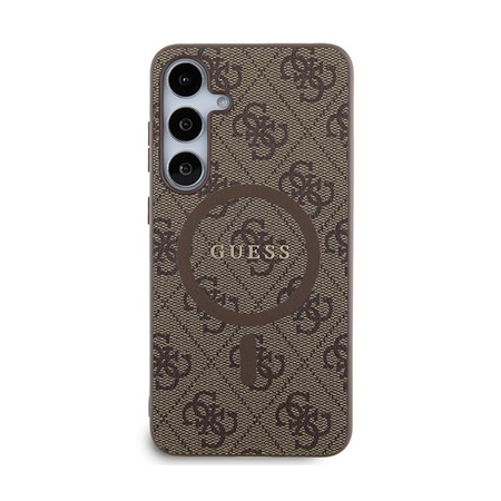 Guess 4G Collection bőr fém logós MagSafe - Samsung Galaxy S24+ tok (barna)