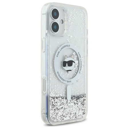 Karl Lagerfeld Liquid Glitter Choupette Head MagSafe - Hülle für iPhone 16 (transparent)