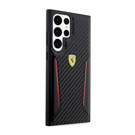 Ferrari Carbon Contrast Edges - pouzdro pro Samsung Galaxy S23 Ultra (černé)