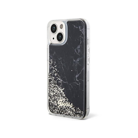 Guess Liquid Glitter Marble - pouzdro pro iPhone 14 (černé)