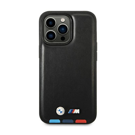 BMW Leder Hot Stamp Tricolor MagSafe - Tasche für iPhone 14 Pro (Schwarz)
