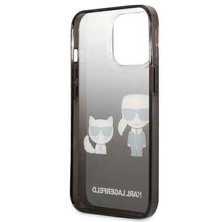 Karl Lagerfeld Gradient Ikonik Karl & Choupette - Coque iPhone 13 Pro (noir)