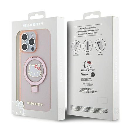 Hello Kitty Ring Stand Glitter Electrop Logo MagSafe - Tasche iPhone 15 Pro Max (rosa)