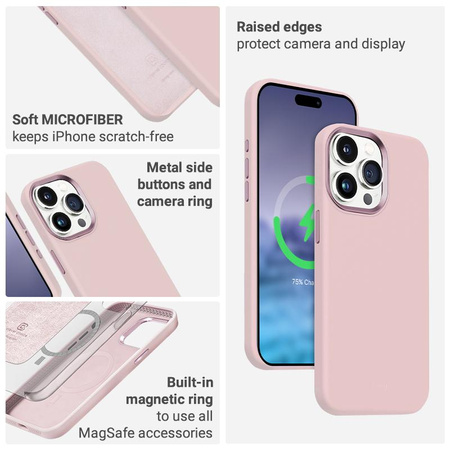 Crong Color Cover LUX Magnetic - pouzdro MagSafe pro iPhone 15 Pro (růžové)