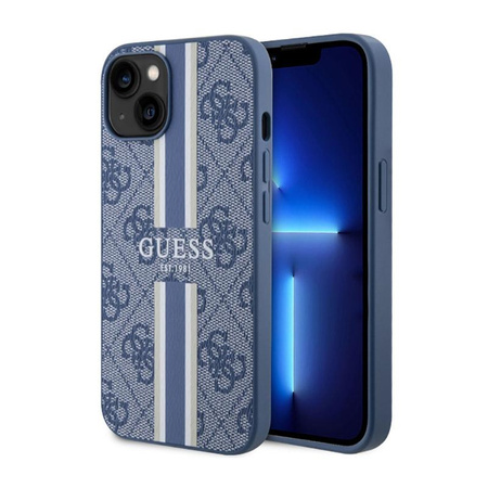 Guess 4G Gedruckte Streifen MagSafe - iPhone 14 Plus Tasche (Blau)