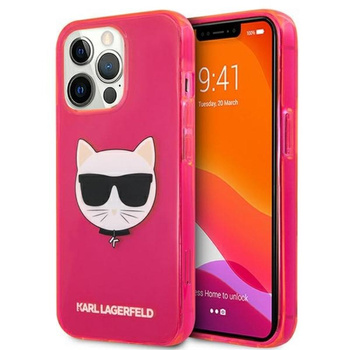 Karl Lagerfeld Choupette Head - pouzdro pro iPhone 13 Pro (fluo růžové)