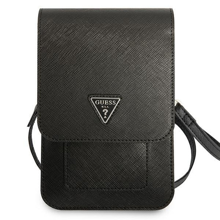 Guess Wallet Saffiano Triangle Logo Phone Bag - Sacoche pour smartphone et accessoires (Noir)