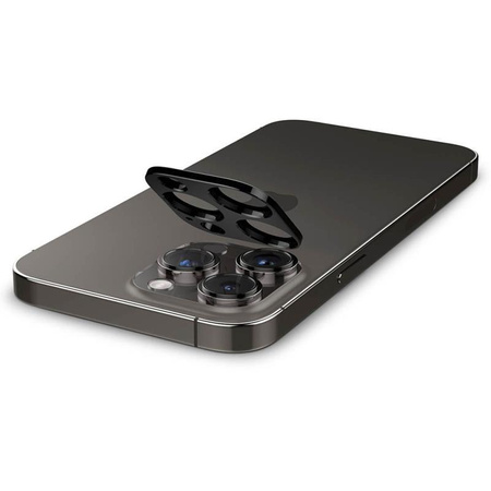 Spigen Optik.TR kamera objektívvédő 2-Pack - Objektívvédő üveg iPhone 16 Pro / 16 Pro Max / 15 Pro / 15 Pro Max / 14 Pro / 14 Pro Max (fekete)