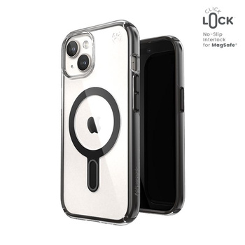 Speck Presidio Perfect-Clear ClickLock & Magsafe - Hülle für iPhone 16e / iPhone 15 / iPhone 14 / iPhone 13 (Clear / Frosted Black / Slate Grey)