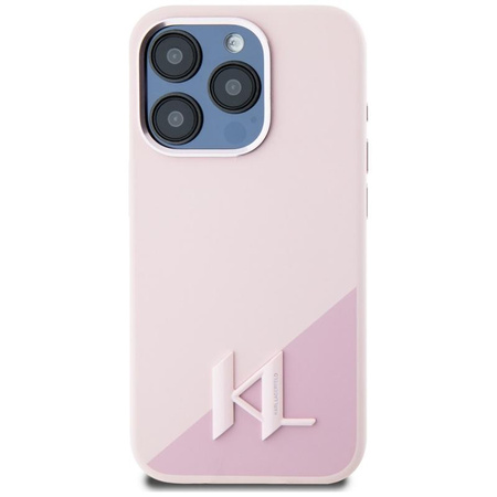 Karl Lagerfeld Silicone Shadow Metal Initial MagSafe - pouzdro pro iPhone 15 Pro (růžové)